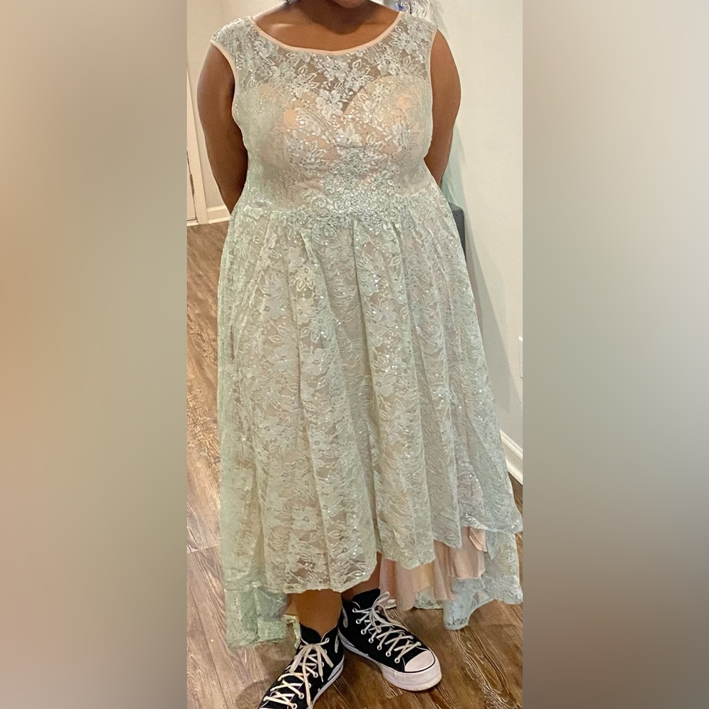 Elegant Lace High Low Evening Dress